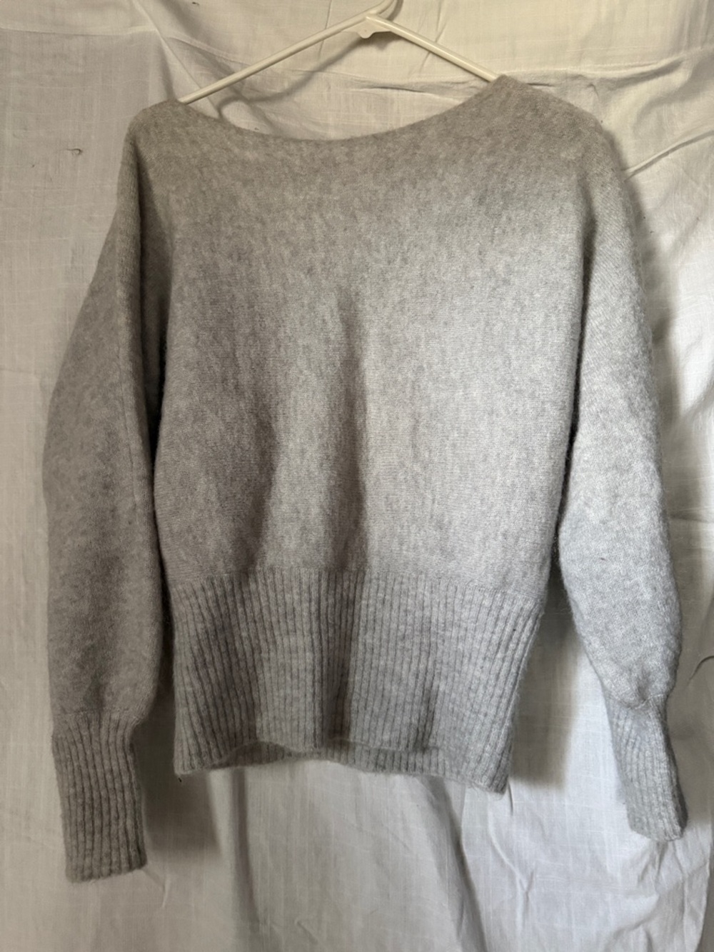 Sezane Off-the-Shoulder Sweater in Light Gray